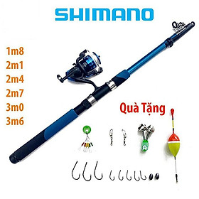 Bộ cần câu máy shimano tặng kèm dây câu, lưỡi câu và phụ kiện đầy đủ như hình