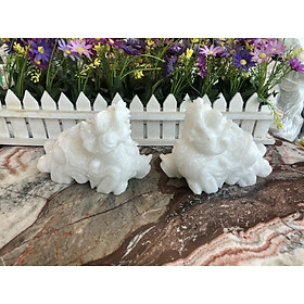Mua Cặp Tỳ Hưu phong thủy đá cẩm thạch trắng - Dài 15 cm