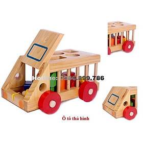 Đồ chơi xe ô tô thả hình khối gỗ cao cấp-Đồ chơi thông minh tiêu chuẩn giáo dục cho Bé