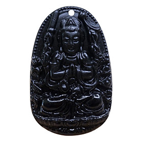 Hình ảnh Mặt dây chuyền Quan Âm Thiên Thủ Thiên Nhãn Obsidian tự nhiên - Phật Bản Mệnh cho người tuổi Tý size lớn VietGemstones