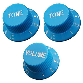 2-8pack 1 Volume & 2 Tone Control Switch Knobs for ST Sq Electric Guitar Blue