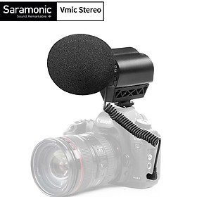 Saramonic Vmic Stereo Mark II On-Camera Condenser Microphone for DSLR Mirrorless Video Camera Interview Shoot Film Making Vlog Color: Vmic Stereo Mark II