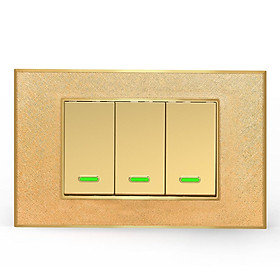 Mua Công tắc điện thông minh cơ 3 nút điều khiển từ xa qua Smartphone HCN màu vàng đồng - Hàng cao cấp (App Tuya/ Smartlife)