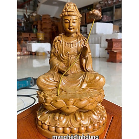 Tượng phật đại thế chí bồ tát bằng gỗ bách xanh thơm nức kt cao 20x12x12cm