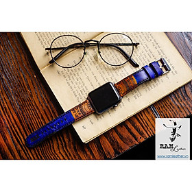 DÂY ĐỒNG HỒ TRỐNG ĐỒNG XANH NAVY - DA BÒ THẬT - CHÍNH HÃNG RAM LEATHER .