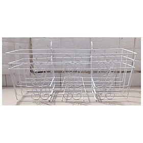 3 Giỏ Sắt Treo Chậu Hoa Ban Công Hình Chữ Nhật KT 64x21x18Cm - Màu Trắng