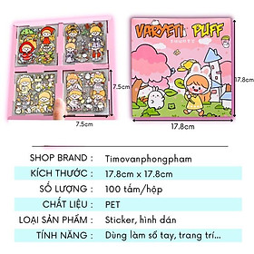 Hộp 100 tấm sticker cute chống nước và dạng hình dán giấy vintage dễ thương trang trí dán sổ 5 mẫu