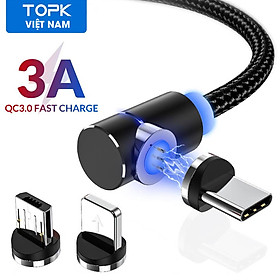 Mua Cáp sạc nam châm TOPK AM69 3 trong 1 dành cho XIAOMI OPPO HUAWEI iphoneX Vivo Redmi Note 7 - hàng chính hãng