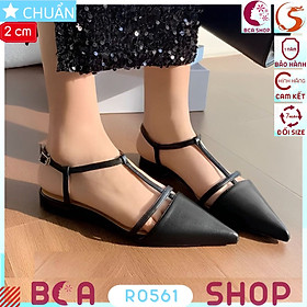 Búp bê nữ mũi nhọn 2p RO561 màu đen ROSATA tại BCASHOP kiểu quai T-TRAP thời trang và độc đáo tạo nên nét thanh lịch