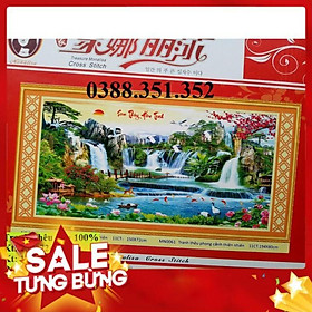 Tranh thêu chữ thập Phong Cảnh sơn thủy hửu tình KT 194x80cm