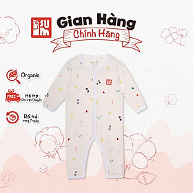 Quần áo sơ sinh bé trai bé gái IAMSU bộ quần áo sơ sinh body liền thân cài thẳng dài tay vải sợi cotton organic nhập Hàn