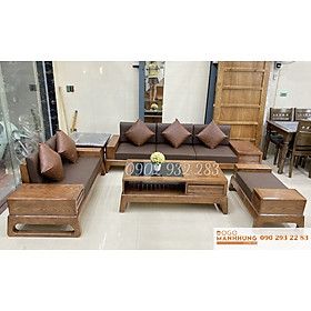 Bộ bàn ghế phòng khách, sofa 2 văng gỗ sồi G003