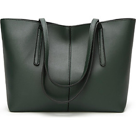 Women's large capacity Pu Leather Tote handbag solid Simple Shoulder bag