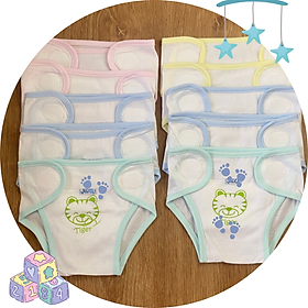 Set 10 Tã vải sơ sinh cotton J-FR GGY cho bé trai, bé gái Size 1,2