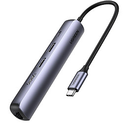 Mua Ugreen UG10919CM418TK 5 trong 1 4K60Hz PD 100W 1000Mbps màu xám Bộ chuyển type c ra 2 * USB 3.0 A + HDMI + RJ45 giga + PD - HÀNG CHÍNH HÃNG