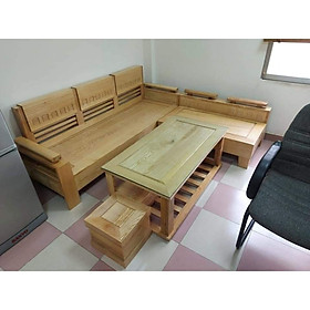 Bộ bàn ghế Sofa góc gỗ sồi tay chứng nhỏ MS 7.9