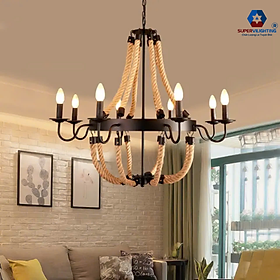 Mua Đèn chùm trang trí SuperVilighting thả trần phòng khách bàn ăn hiện đại kiểu dây thừng