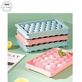 Set 2 Khuôn làm thạch bi nhựa tròn làm hoa quả viên trái cây, khuôn rau câu, khay đá viên tròn 33 viên