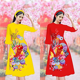 GIÁ XƯỞNG - Áo dài cách tân lụa in 3D hình cá chép