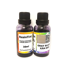 Mua Màu trong suốt xuyên thấu pha Epoxy Resin - Màu hiệu ứng kính - GRAY BLACK Xám Đen - 30ml