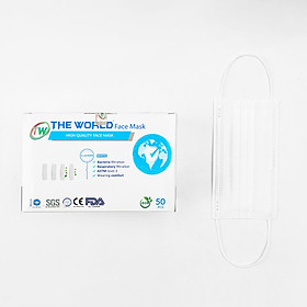 [Combo mua 4 hộp tặng 2 hộp] [HỘP-50 CÁI] Khẩu trang y tế 4 lớp The World kháng khuẩn, bụi mịn - Hàng Chính Hãng The World