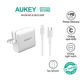Mua Combo bộ sạc Aukey cho Iphone củ sạc PA-D9 65W và cáp sạc CB-CL3 hàng chính hãng