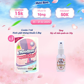 Combo 03 túi nước giặt kháng khuẩn Mao Bao 1800g