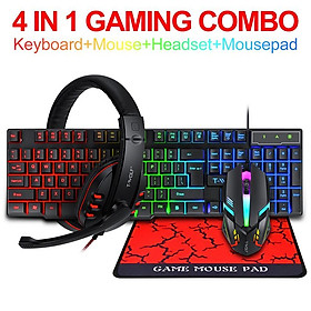 Mua Combo Bàn Phím + Chuột + Tai Nghe + Lót Chuột Chơi Game TWOLF TF800 - 4 IN 1 Có Đèn Nền