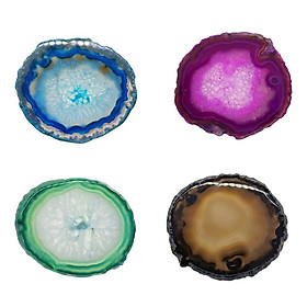 4pcs Oval/Round Natural Agate Slice for Crafts DIY Christmas/ New Year Gifts Thanks Giving Day Present Home Decoration Stone Group 7#