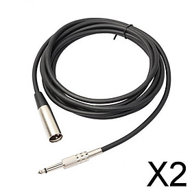 2xXLR 3 Pin Male to 1/4 6.35mm Mono Jack Male Plug Audio Microphone Cable 1m