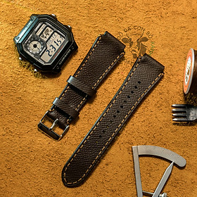 Mua Dây da đồng hồ dành cho Casio Ae1200 - seiko size 18mm Handmade (Tặng  kèm khoá + cây thay dây ) - Nâu chocolate tại shop gia dụng thanh bình