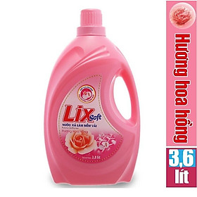 Nước Xả Vải LIX Hương Hoa Hồng 3.6L - Lưu hương trên từng sợi vải - LSH36