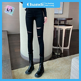 Quần Jean Nữ Lưng Cao Thương Hiệu Chandi , chất jean co dãn 4 chiều ống ôm chân mẫu mới hot trend mẫu NT311