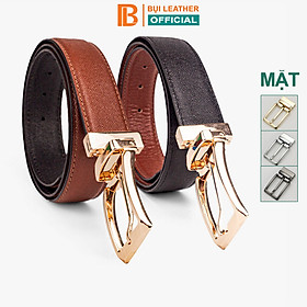 Thắt lưng nam, dây nịt nam da bò Saffiano 2 lớp Bụi Leather L109 - Khóa cài xoay 360 độ, dùng được cả 2 mặt - Bảo hành 12 tháng