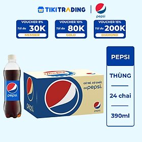 Thùng 24 Chai Nước Ngọt Có Gas Pepsi (390ml / Chai)