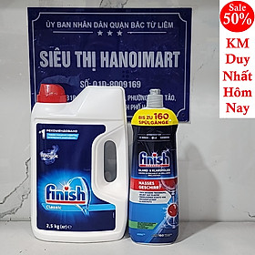 Combo nước làm bóng bát finish 800ml + Bột rửa bát finish 2.5kg dùng cho máy rửa bát