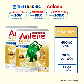 Bao bì mới - Combo 2 Sữa Bột Anlene Gold Hương Vanilla (Hộp Giấy 1,2kg)