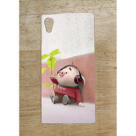 Ốp Lưng Dùng Cho Sony Xperia XA1 (dẻo viền trắng trong) - Heo Nghe Nhạc