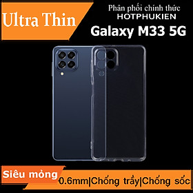 Ốp lưng silicon dẻo trong suốt mỏng 0.6mm cho Samsung Galaxy M33 5G hiệu Ultra Thin độ trong tuyệt đối chống trầy xước - Hàng nhập khẩu