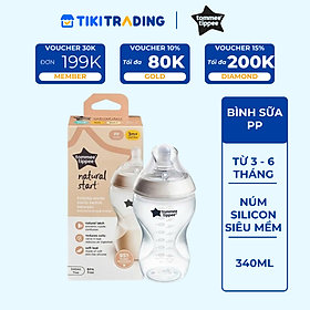 Bình Sữa PP Ty Siêu Mềm Tự Nhiên Tommee Tippee 340ml, Núm Ty Của Bình 3-6 Tháng
