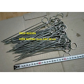 Mua  Combo 20 Que xiên  nướng cá  tôm  nướng thịt bằng inox sus304 đường kính 3mm dài 20cm có móc tròn  trọn đời không sét