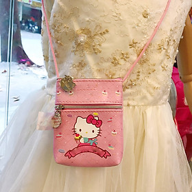 Túi đeo chéo hình mèo Hello Kitty bánh kem 2 ngăn màu hồng cho bé gái (Thái Lan) - 1407KT0050165 (12x10cm)
