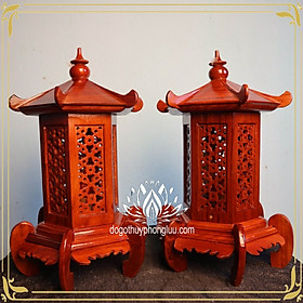 Cặp đèn lục giác hỗ hương mái cong cao 41 cm