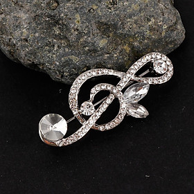 Elegant Crystal Rhinestones Music Note Brooch Pin Jewelry for Musicians Gold