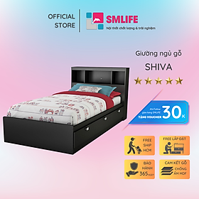 Mua Giường gỗ cho bé 1m2 kết hợp giá sách hiện đại SMLIFE Shiva