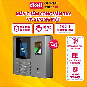 Mua Máy Chấm Công Quét Vân Tay Và Nhận Dạng Khuôn Mặt DELI Mẫu Mới - Hàng Chính Hãng - Thiết Bị Văn Phòng Màn Mình LCD 2.4  Có Tiếng Việt ES161