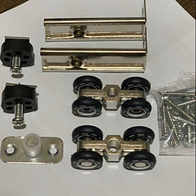 Mua Hoả tốc  HCM Bộ bxe treo cửa lùa 4 bánh giá rẻ sử dụng cho cửa / sắt / gỗ nhôm