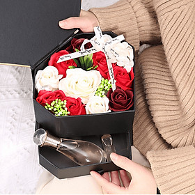 Quà 20/10, 20/11, Quà Sinh Nhật Ý Nghĩa Tặng Người Yêu, Tặng Bạn Gái - Hộp Hoa Hồng Sáp Tim Hương Thơm 3 Năm Có Ngăn Kéo Cao Cấp Sang Trọng