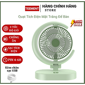 Mua Quạt Để Bàn Tích Điện Mini 3 Cấp Độ Gió Teement  Tích Hợp Đèn Ngủ Động Cơ Không Tiếng Ồn Pin Pin 1200mah   Điều Chỉnh Lên Xuống 360°- Hàng Chính Hãng