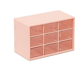 Hộp lưu trữ với 9 ngăn với 9 ngăn kéo trong suốt Hộp lưu trữ chống bụi cho đồ trang sức 18 x 12 x 9,8 cm (hồng)
